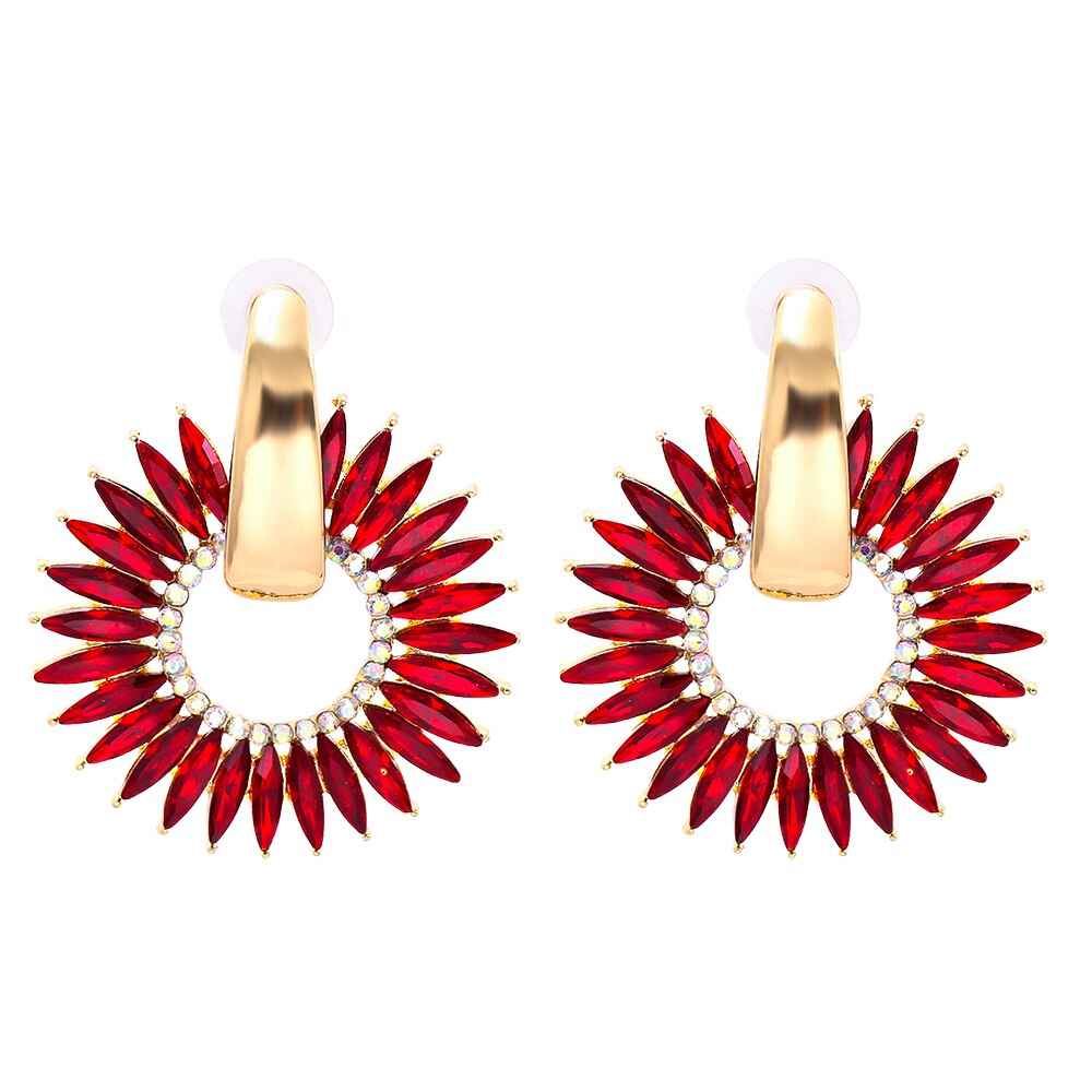 Bohemian Colorful Crystal Round Hoop Earrings