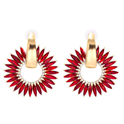 Bohemian Colorful Crystal Round Hoop Earrings