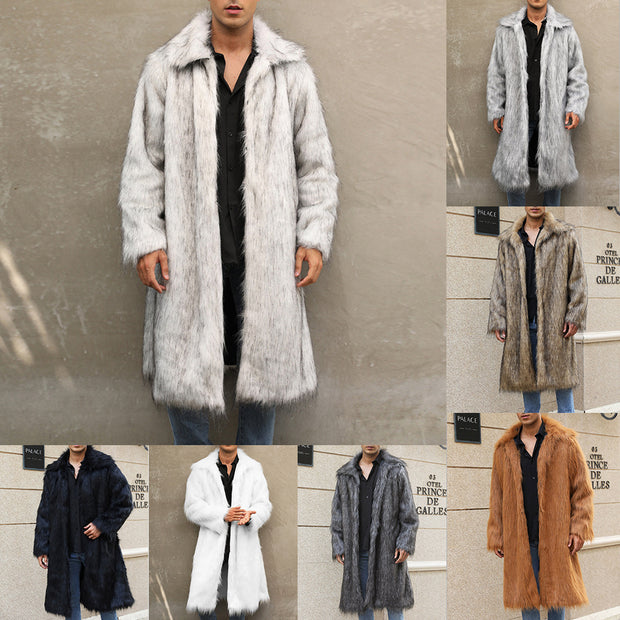 Men Long Fox Warm Coat