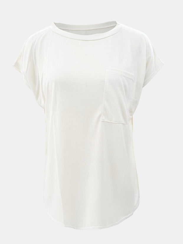 Full Size Round Neck Cap Sleeve T-Shirt