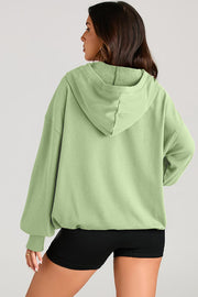 Pocketed Half Zip Long Sleeve Hoodie