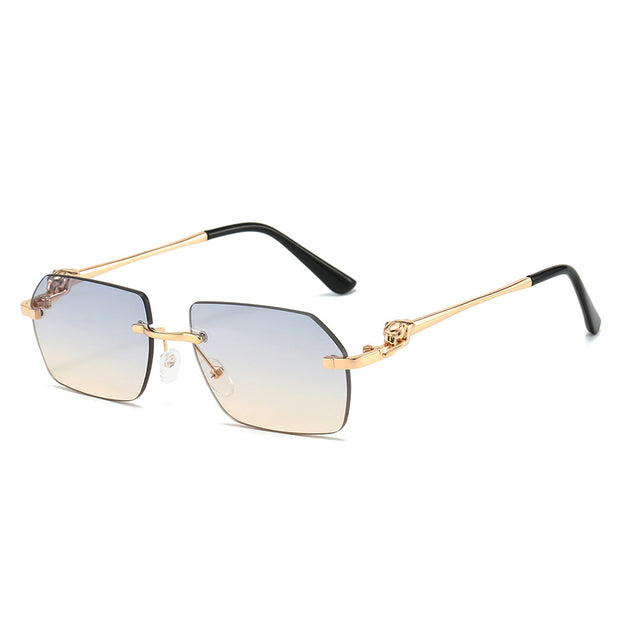 Frameless Trimming Leopard Sunglasses For Men