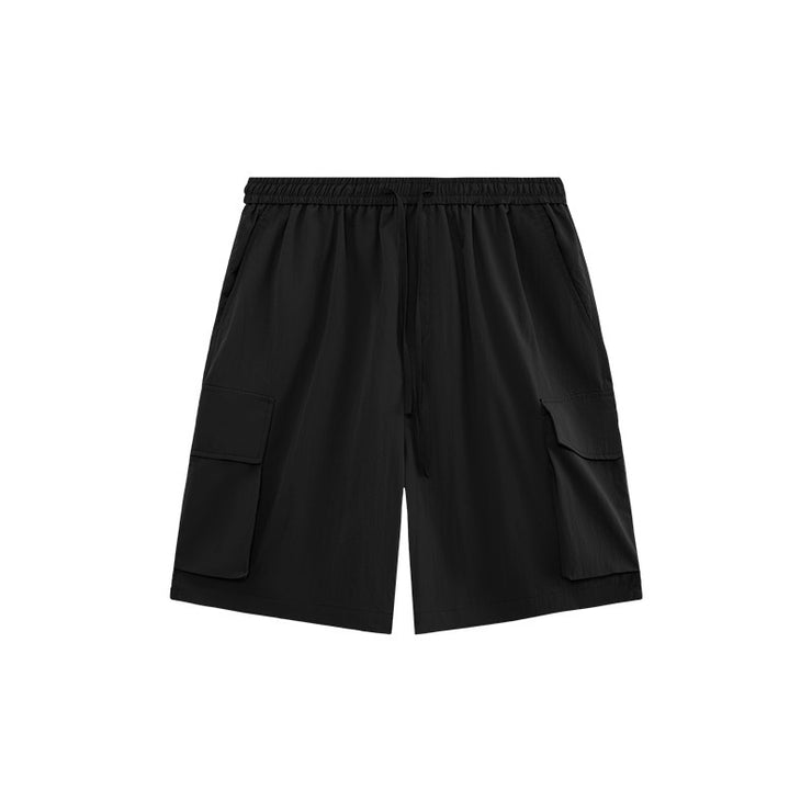 Wrinkle-feeling Large Pocket Straight Shorts