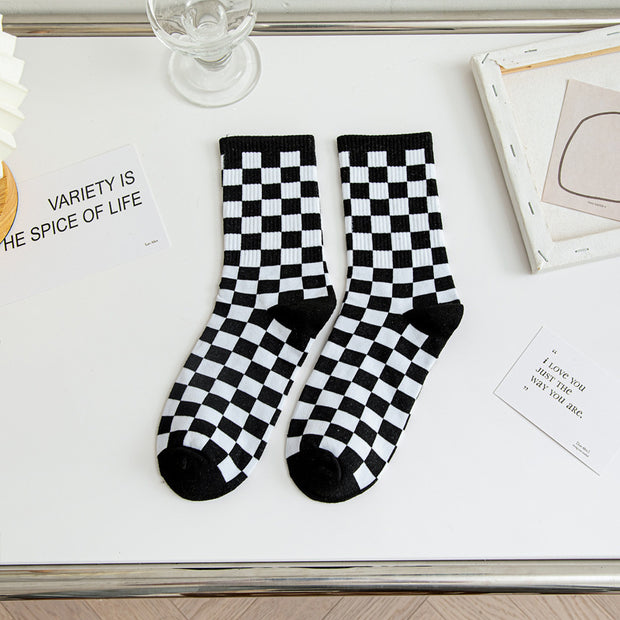 Women's Chessboard Fashion Tube Socks