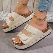 PU Leather Studded Platform Sandals