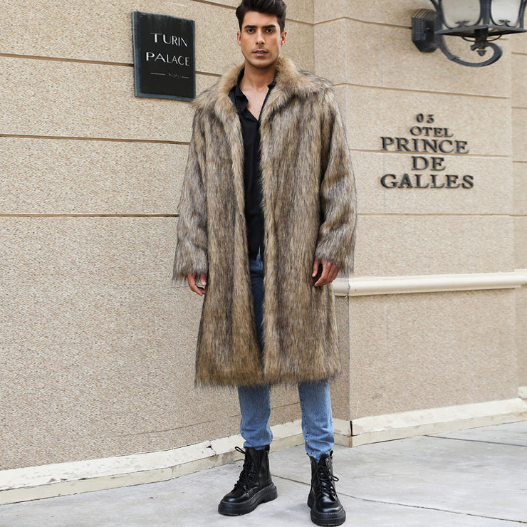 Men Long Fox Warm Coat