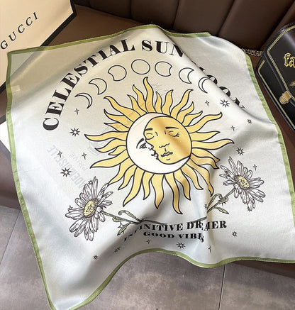 Sun Goddess Silk Scarf Elegant and Fashionable Decoration for Women Silk Scarf