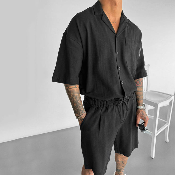 Men Loose Shorts Two-piece Set