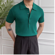 Men Short Sleeved Solid Color Polo Shirt