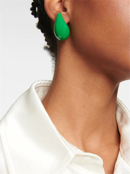 HUANZHI New Large Size Hollow Water Drop Earrings