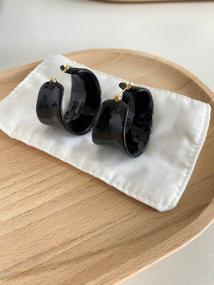 C hoop glaze Earrings