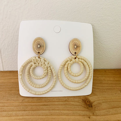 Retro Exaggerated Geometric Rattan Woven Earrings