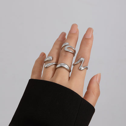 Lava Curve Geometric Open Ring