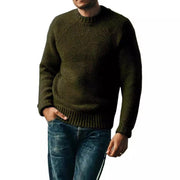 Men's Pullover Winter Casual Solid Color Round Neck Knitted Sweater