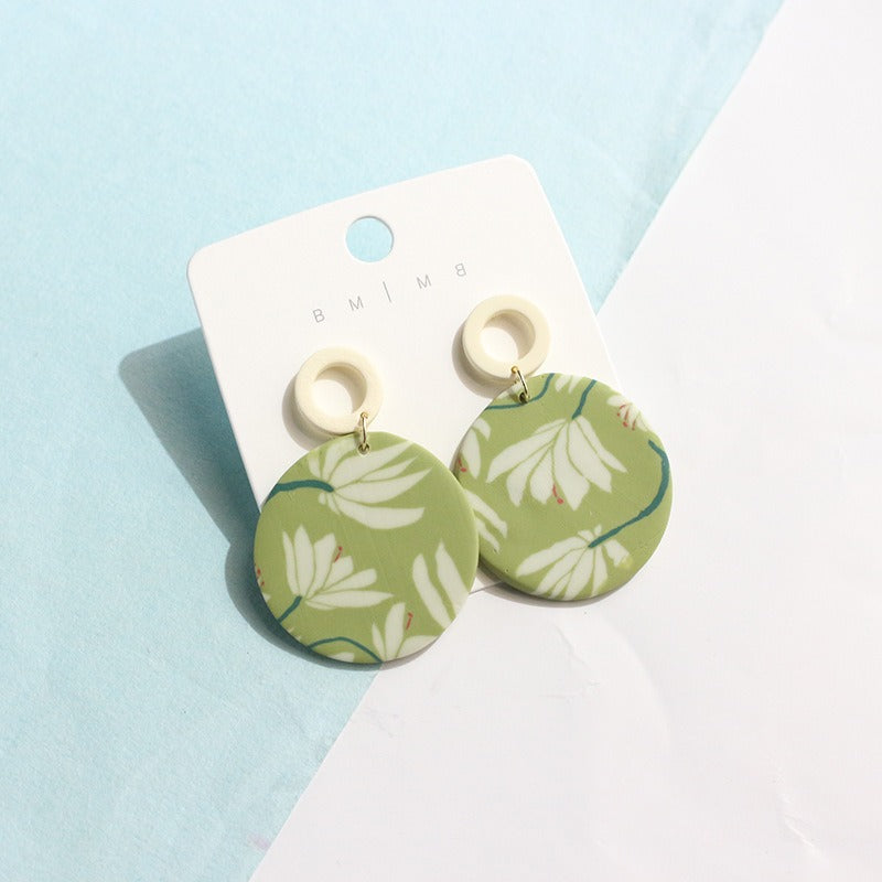 Vintage Fresh Lotus Square Geometric Earrings