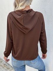 Perfee Half-Button Raglan Sleeve Hoodie