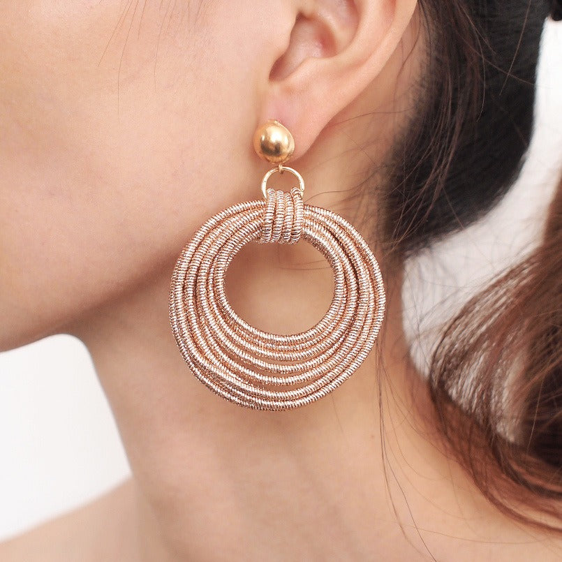 Retro Round Metal Multi-Layered Loop Earrings for Women