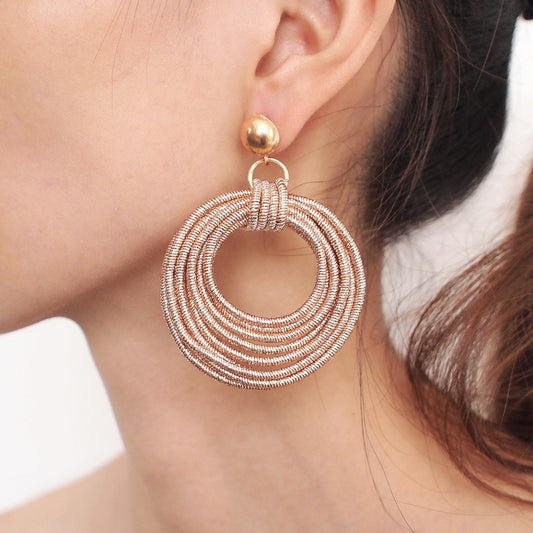 Retro Round Metal Multi-Layered Loop Earrings for Women