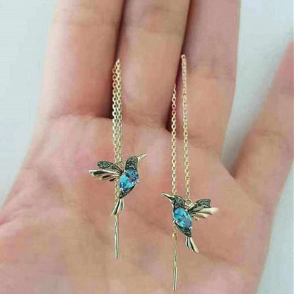 Zircon Hummingbird Winged Bird Earrings