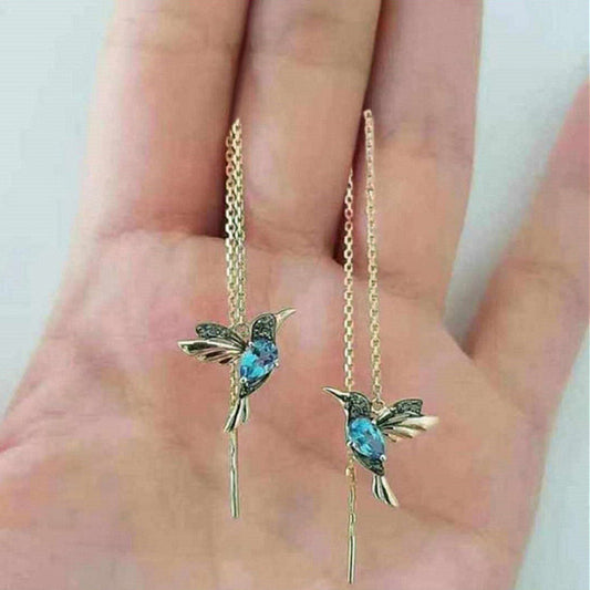 Zircon Hummingbird Winged Bird Earrings