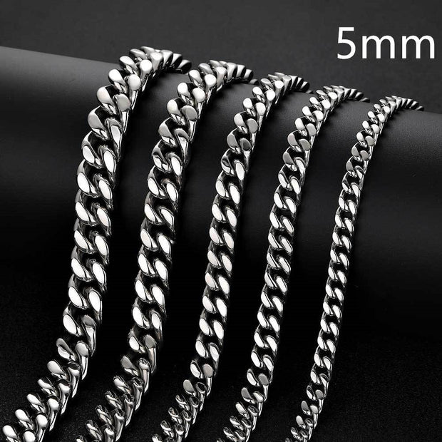 Men Stainless Steel Four Sides Grinding Cuban Chain For Men