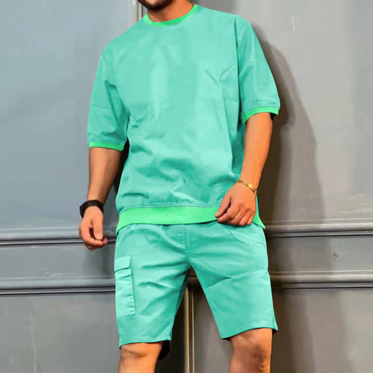 Men's Summer Round Neck Short-sleeved Top And Shorts Set Clothing