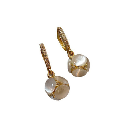 Opal & Shell Crown Earrings – Gold-Plated Copper