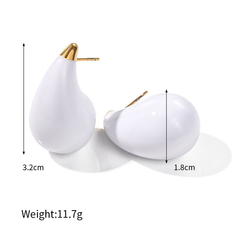 HUANZHI New Large Size Hollow Water Drop Earrings