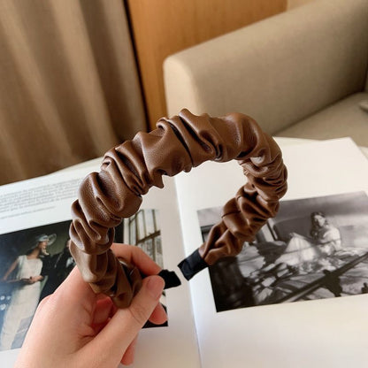 PU Leather Fold Hairpin Female Wear All-match Retro