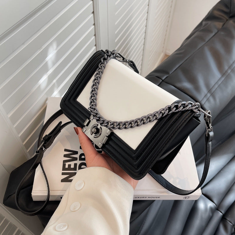 Contrast colour Square crossbody women Bag
