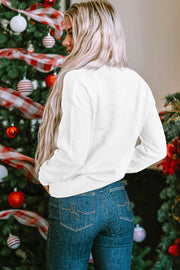 White Merry & Bright Round Neck Casual Sweater