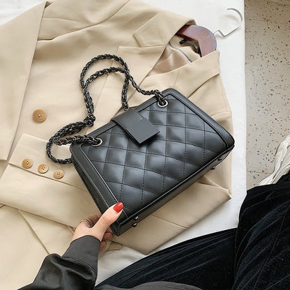Black PU Leather Crossbody Bag For Women