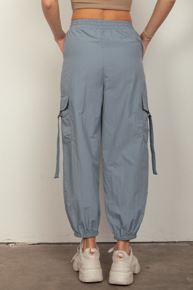 VERY J Elastic Waist Woven Cargo Pants