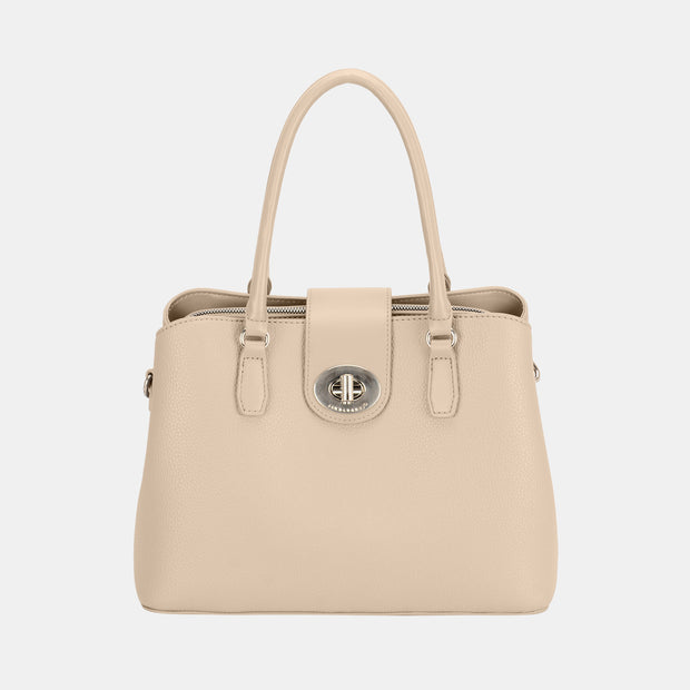 David Jones PU Leather Twist-Lock Tote Bag