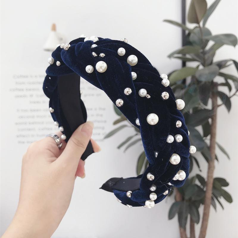 Golden velvet fabric beaded Headband