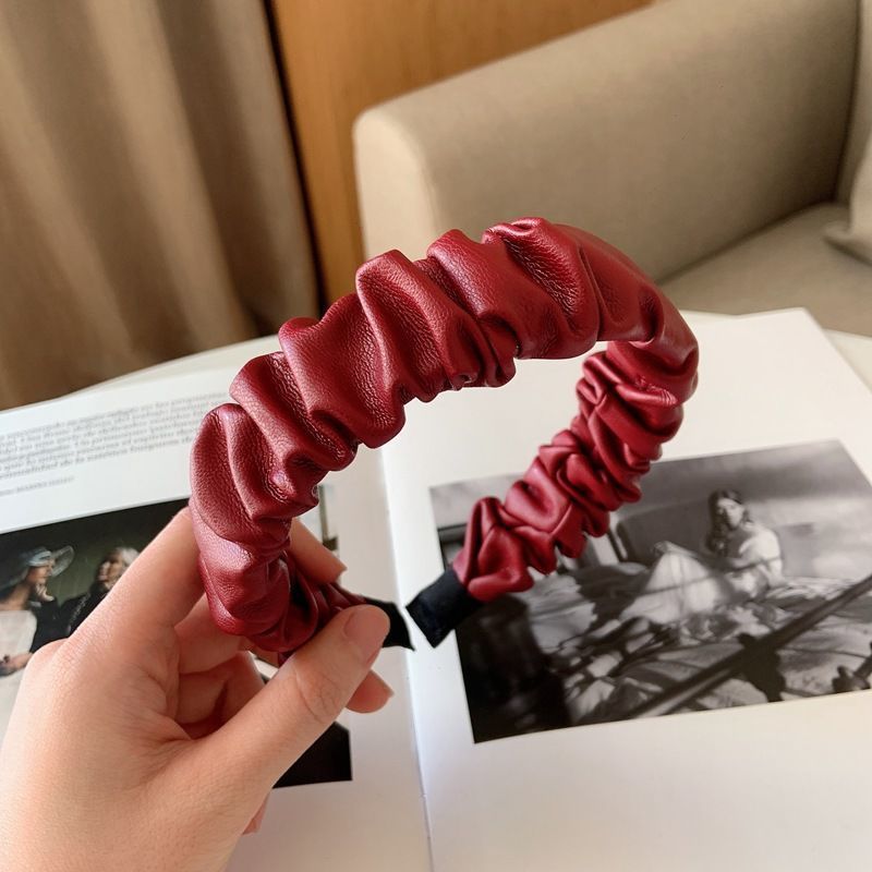 PU Leather Fold Hairpin Female Wear All-match Retro