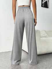 Drawstring Wide Leg Pants with Pockets