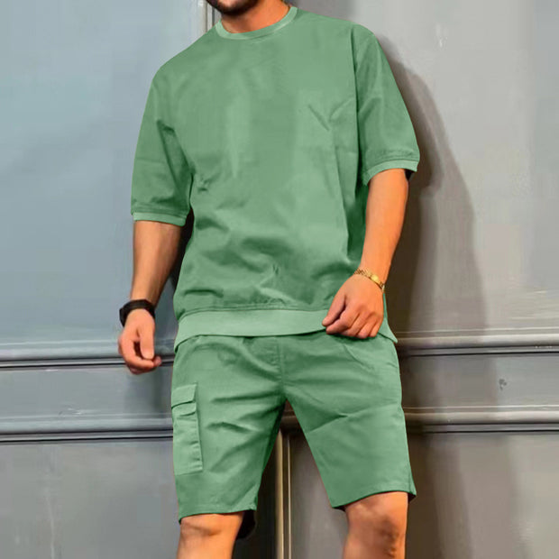 Men's Summer Round Neck Short-sleeved Top And Shorts Set Clothing