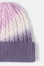 Contrast Tie-Dye Cable-Knit Cuffed Beanie