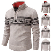 Half-open Zipper Men's  Color Matching Knitwear