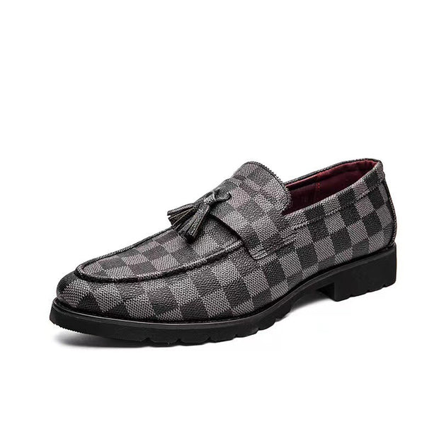 Men's Plaid Leather Shoes Casual Shoes