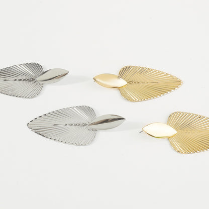 Metallic cattail leaf earrings