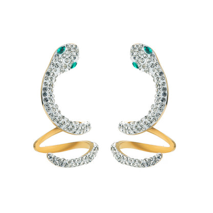 Trendy Hollow Snake-Shaped Titanium Steel Earrings – Creative Fashion Jewelry for Women
