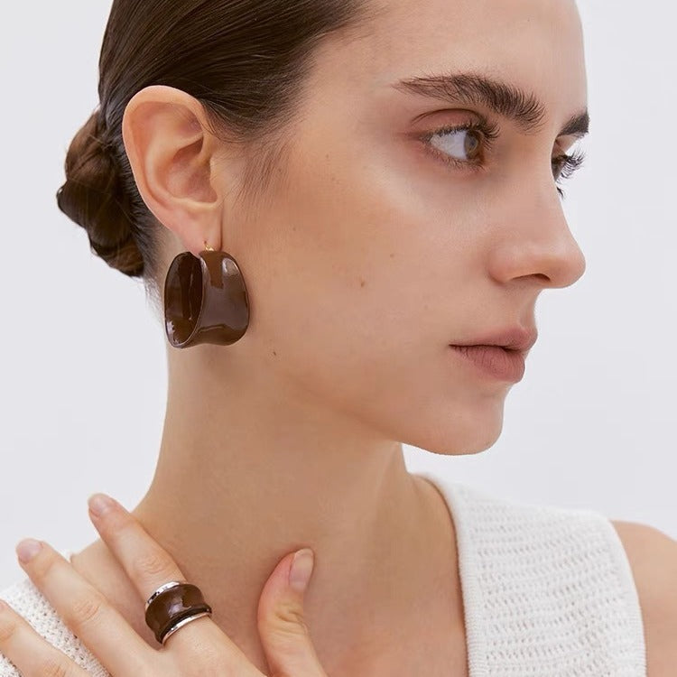 C hoop glaze Earrings