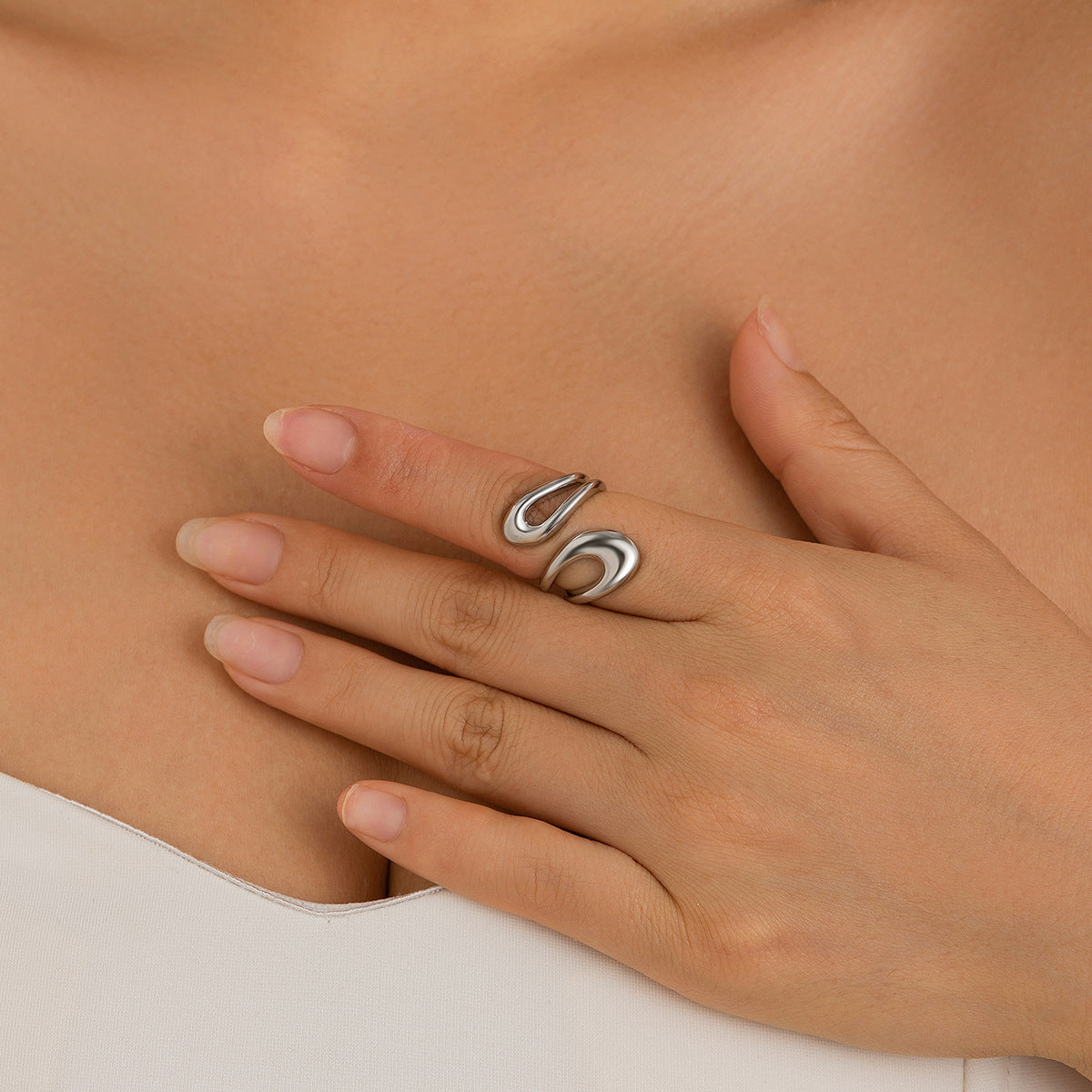 Lava Curve Geometric Open Ring