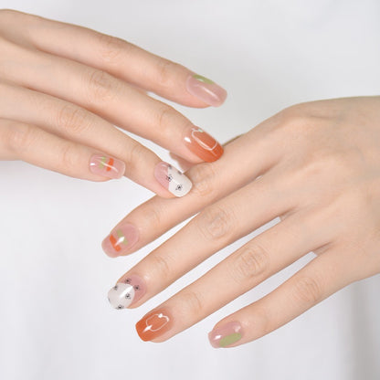 Xiantai UV Gel Nail Art Patches Semi-Cured Light Therapy Nail Stickers Waterproof 16 Finger Half Cured Nail Full Cover Wholesale