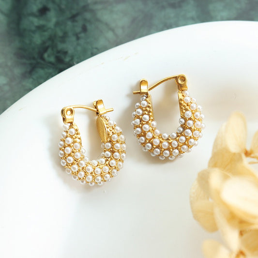 U-shaped baroque style pearl Earrings