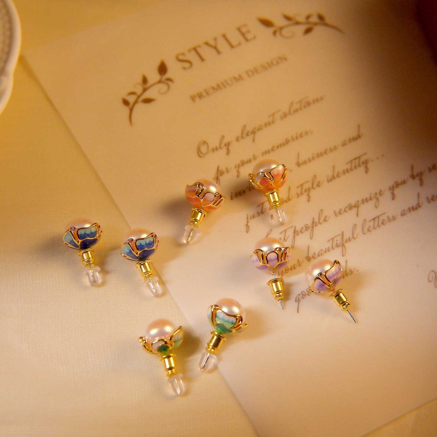 Pearl colorful earrings