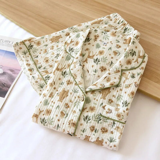 Floral Cotton Gauze Pajama Set
