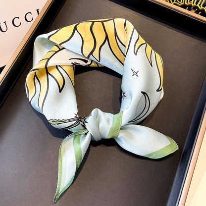 Sun Goddess Silk Scarf Elegant and Fashionable Decoration for Women Silk Scarf